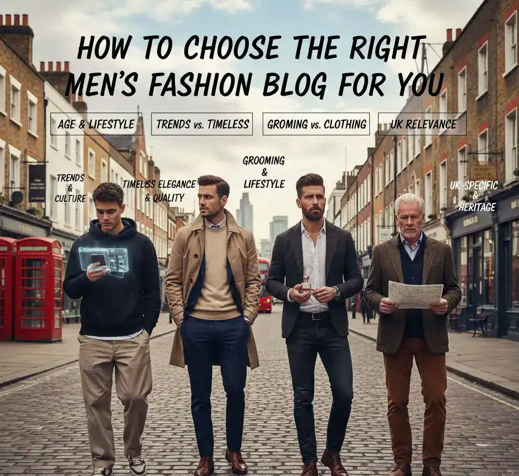 Men's fashion trend guide featuring stylish outfits for different ages and lifestyles, focusing on timeless elegance and cultural cues.