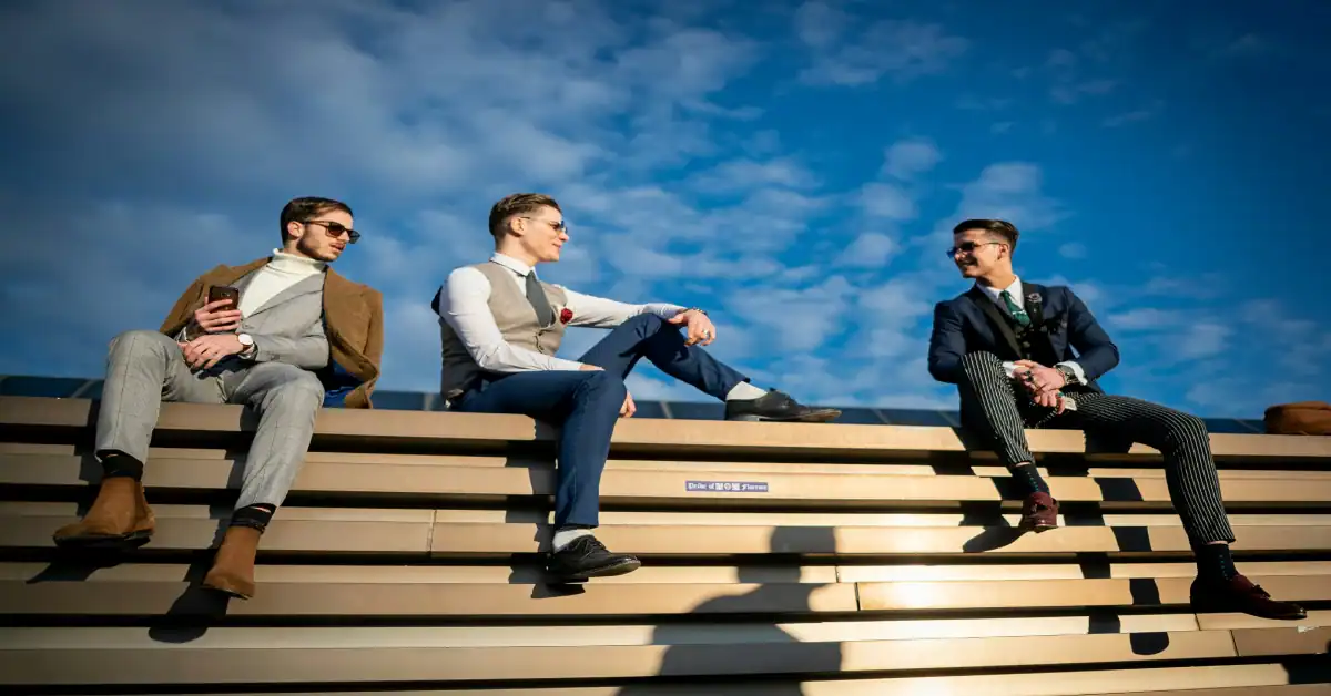 Elegant men's fashion with suits and accessories, trendy style for modern professionals.